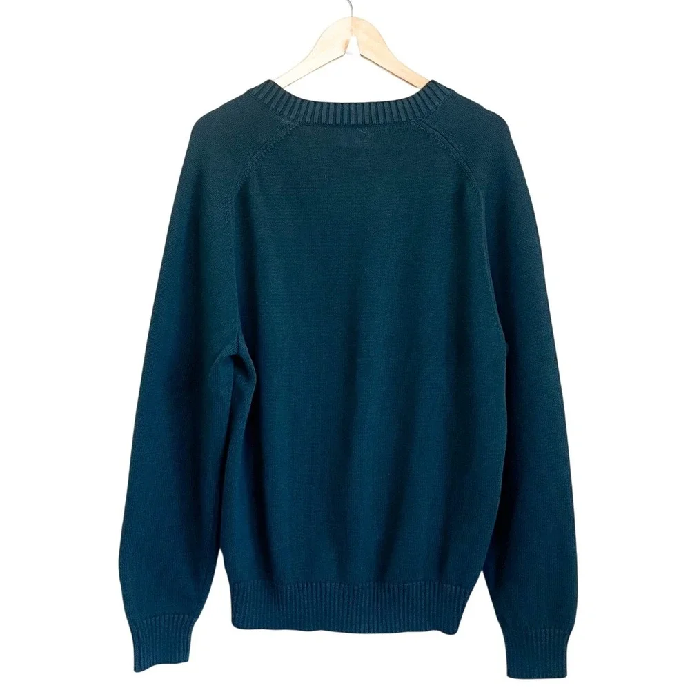J Crew Mens‎ Heritage Cotton V-neck Sweater Size M Green Heritage Classic Preppy